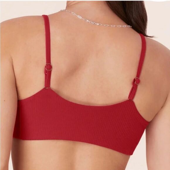 Andie x Mindy Bikini Set Maui Top Ribbed Swimsuit Flame Red size M NWT/NWOT - Picture 3 of 10